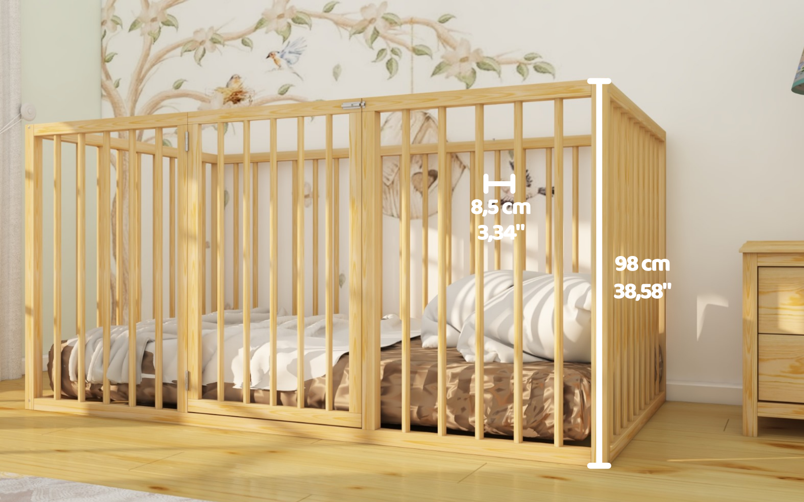 Montessori Wooden Loft Bed for Autistic Children, Playpen