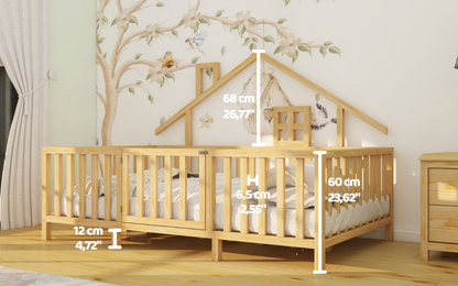 Montessori Kids Floor Bed with Roof and Feet