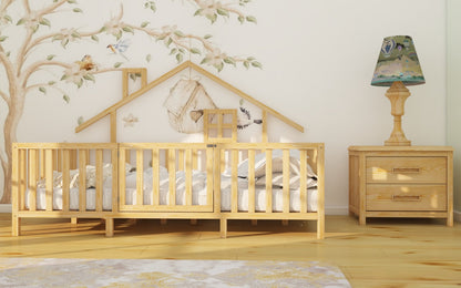 Montessori Kids Floor Bed with Roof and Feet